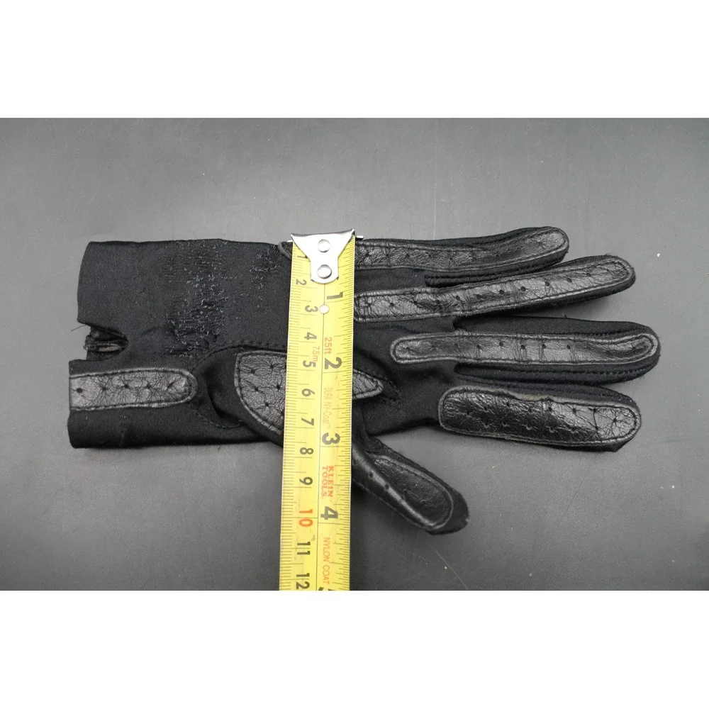 Vintage Isotoner Aris Black Driving Gloves Leather Trim Women's FAIR